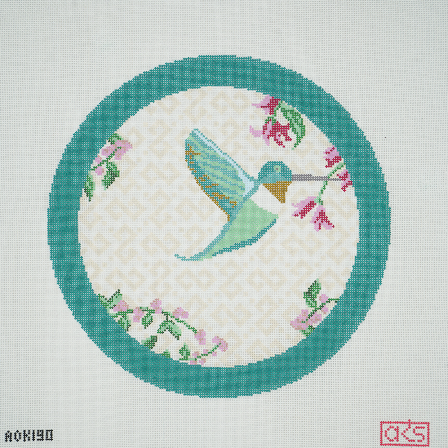 Teal Green Hummingbird Round Pillow