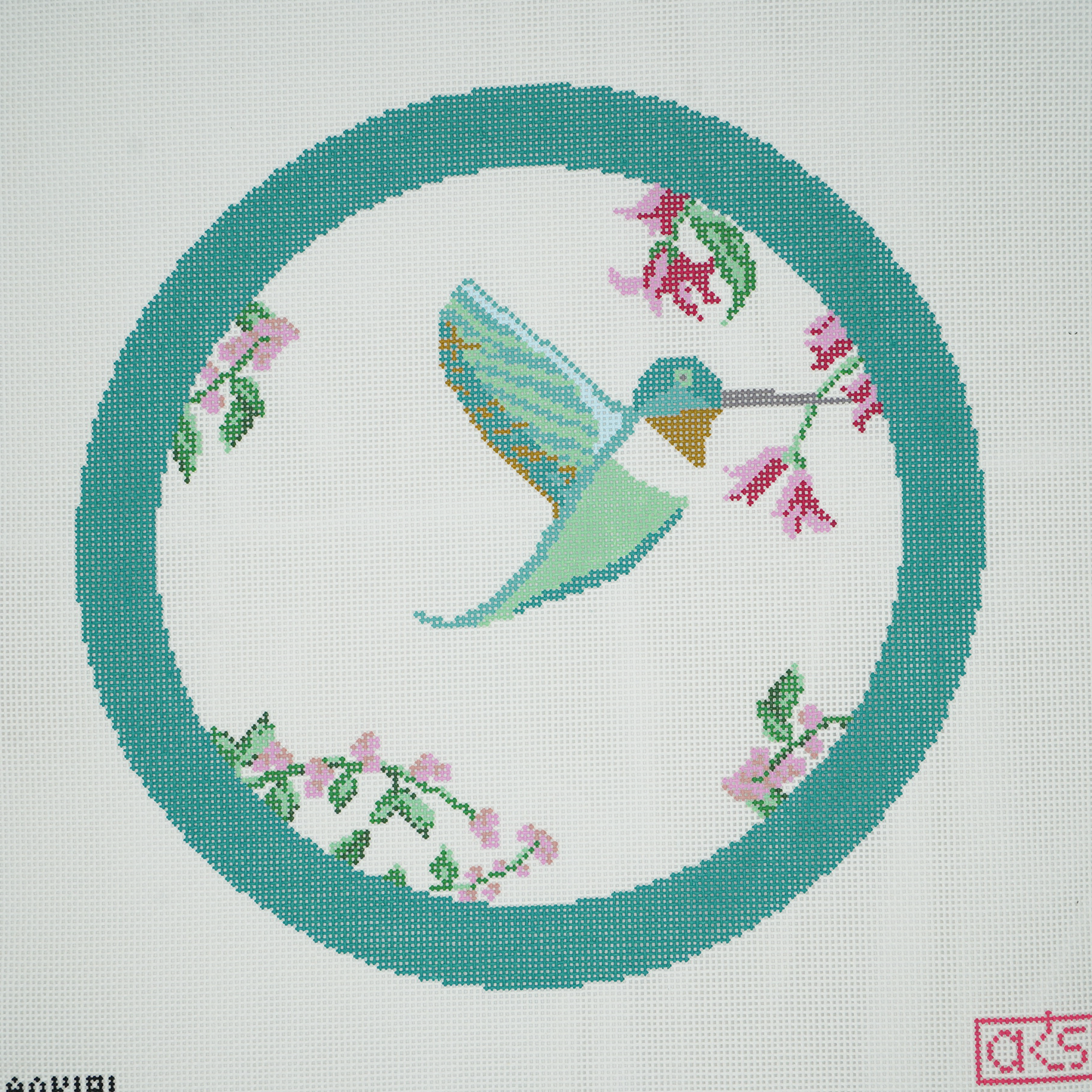 Teal Green Hummingbird Round Pillow (Plain Background)