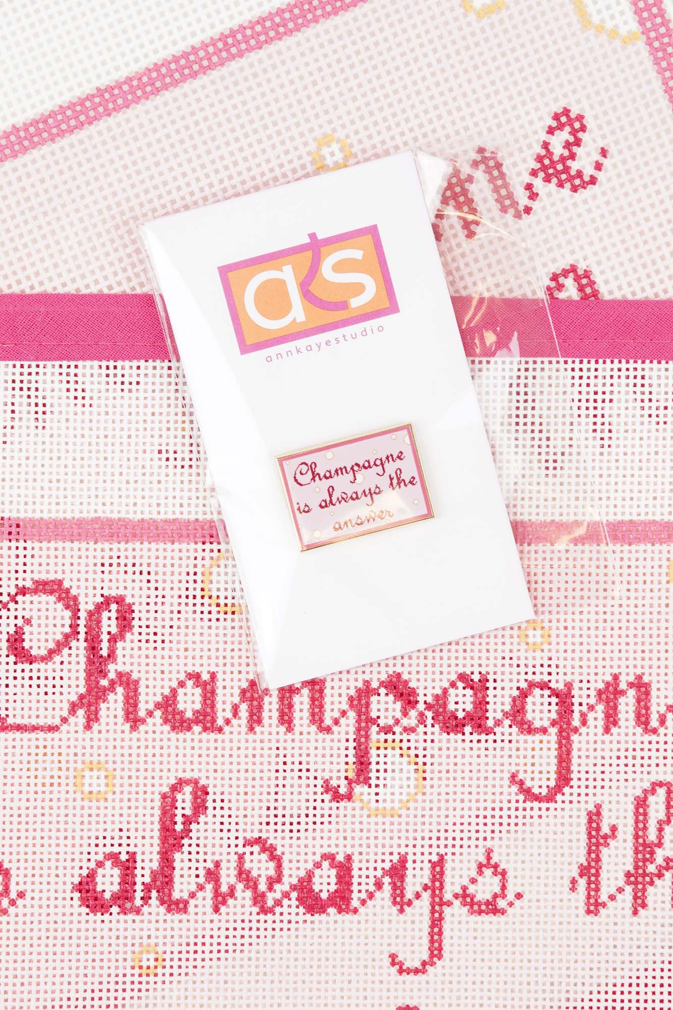 Champagne Is Always the Answer Pink Bubbles Needleminder