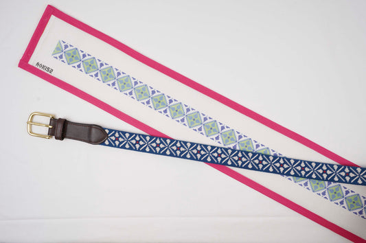 Green and Blue Geometric Belt
