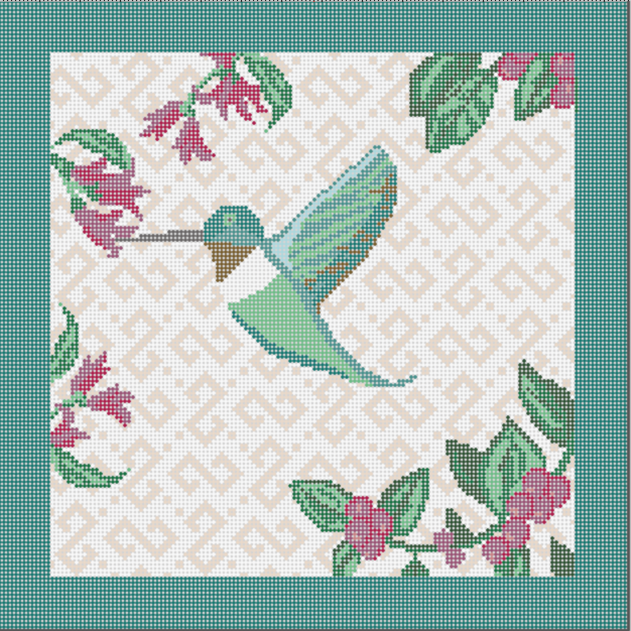 12" Square Hummingbird Pillow