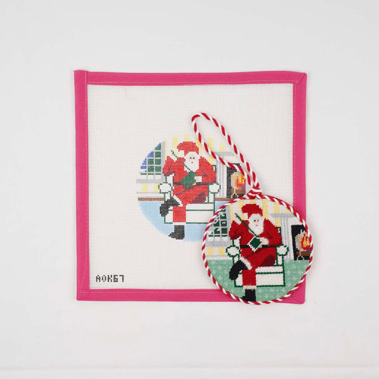 Sporty Santa Ornament - Needlepointing Santa
