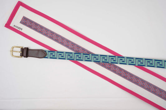 Red and Blue Greek Key Belt