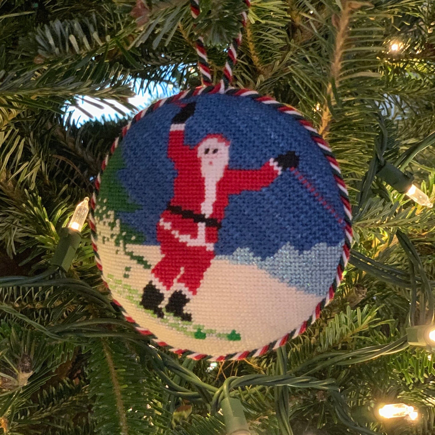 Sporty Santa Ornament - Skiing Santa