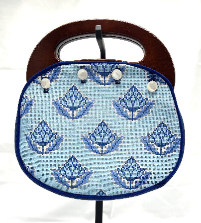 Bermuda Bag Cover with block print on light blue background