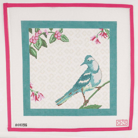 Teal Green Bird Pillow (Square)