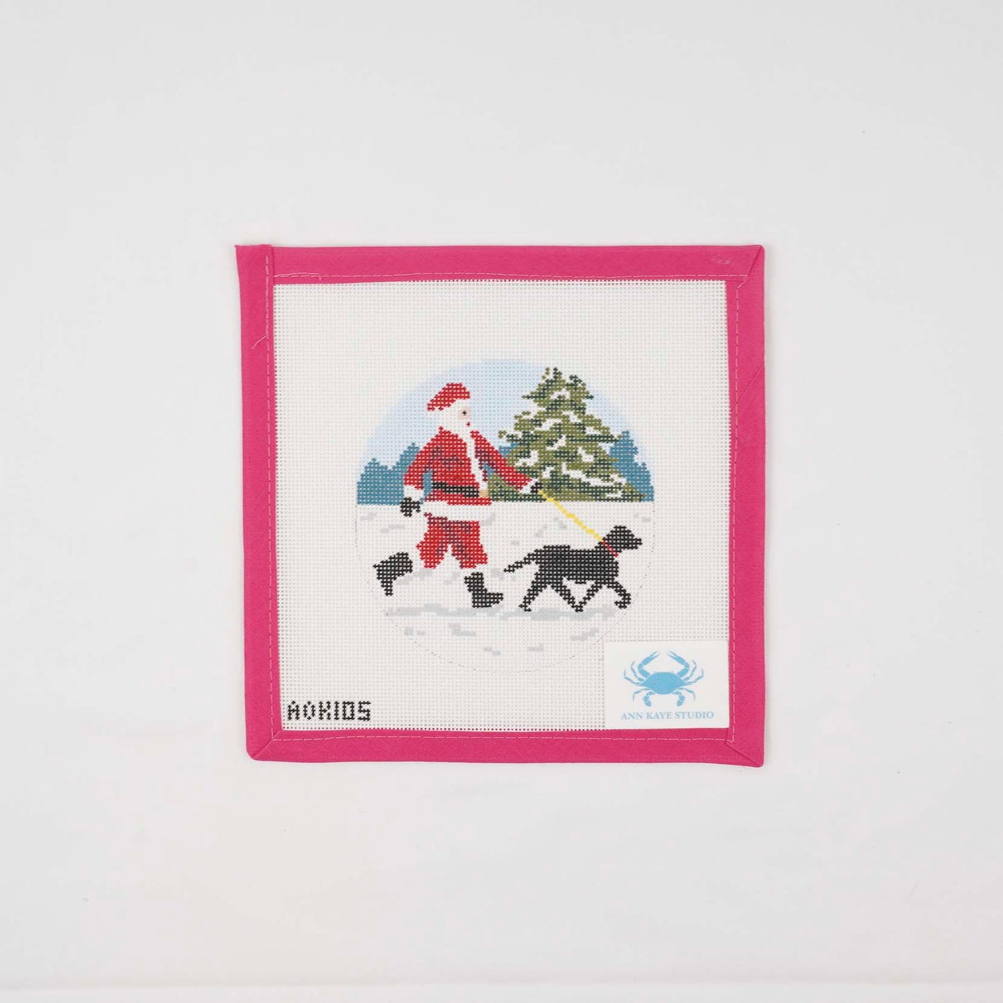 Sporty Santa Ornament - Dog Walker - Black Lab