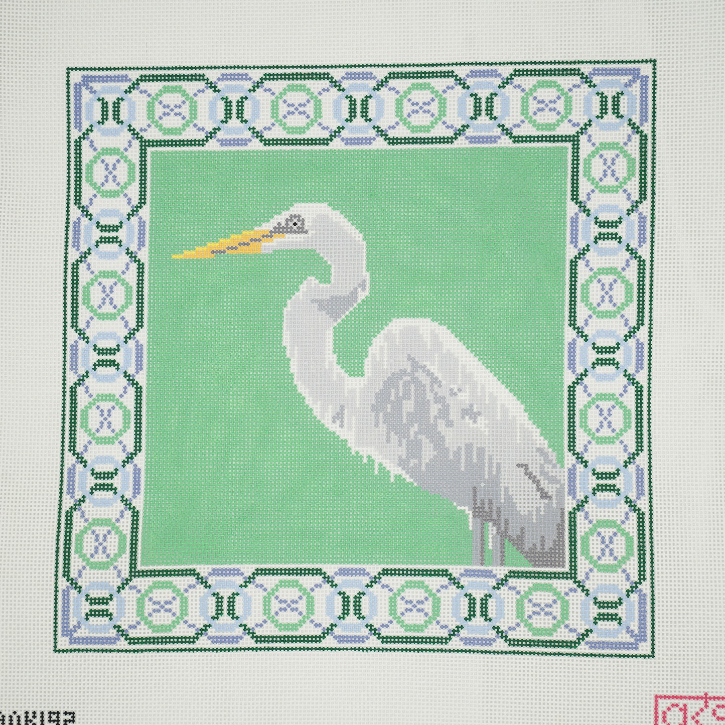 Egret on Green Pillow