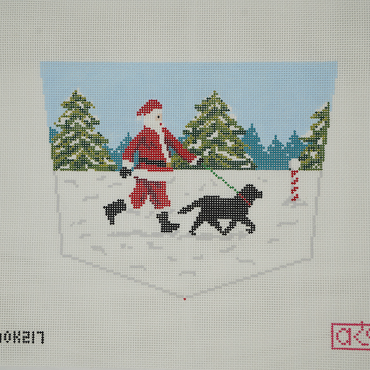 Dog Walking Santa Stocking Cuff - Black Lab