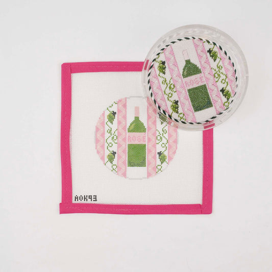 A Bottle of Rosé Wine Coaster