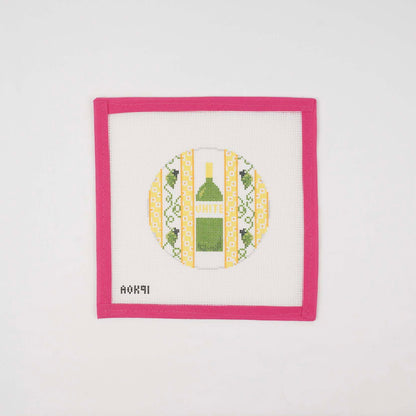 A Bottle of White Wine Coaster