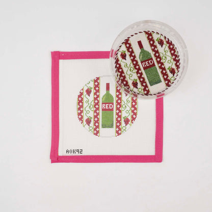 A Bottle of Red Wine Coaster