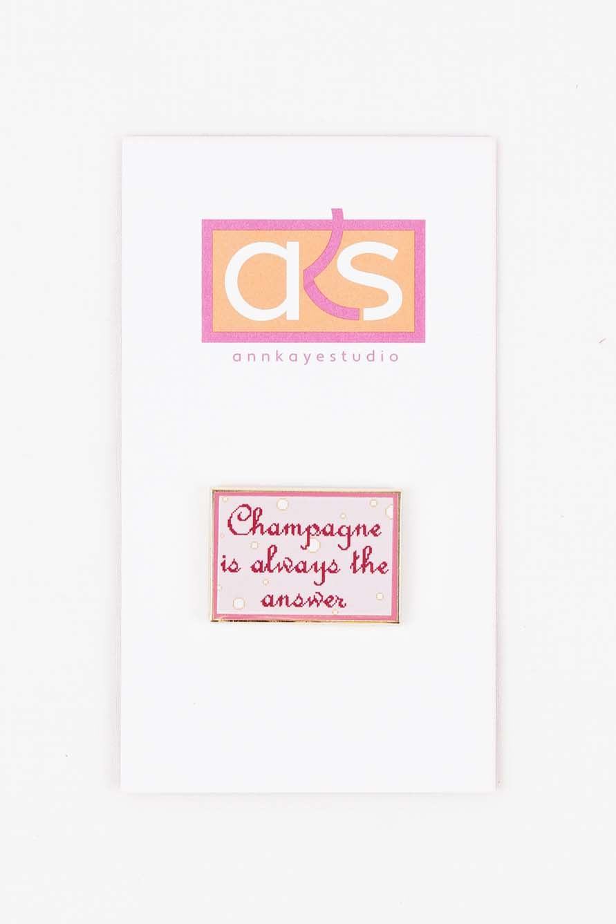 Champagne Is Always the Answer Pink Bubbles Needleminder