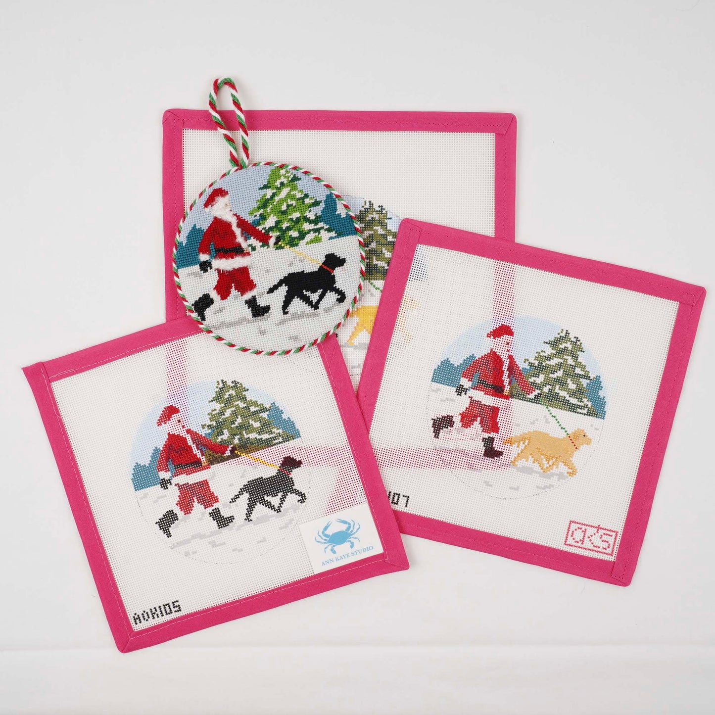 Sporty Santa Ornament - Dog Walker - Yellow Lab