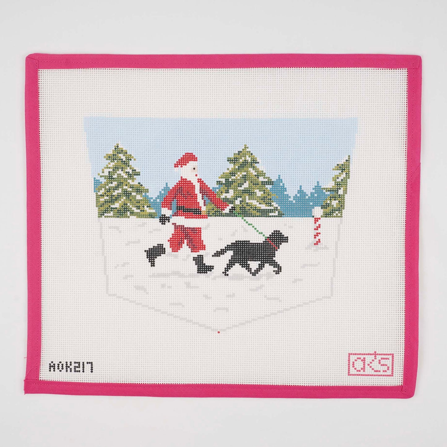 Dog Walking Santa Stocking Cuff - Black Lab