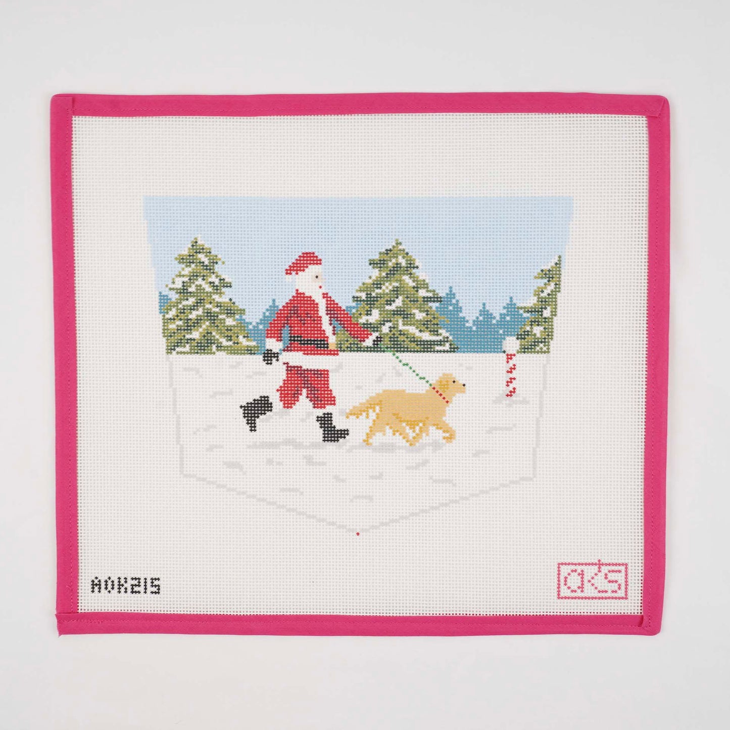 Dog Walking Santa Stocking Cuff - Golden Retriever