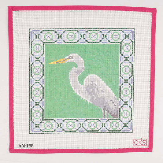 Egret on Green Pillow