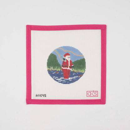 Sporty Santa Ornament - Fly Fishing Santa