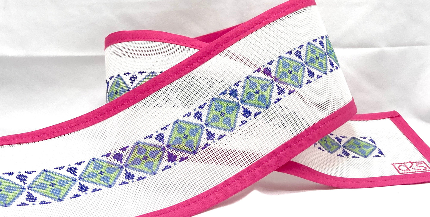 Green and Blue Geometric Belt