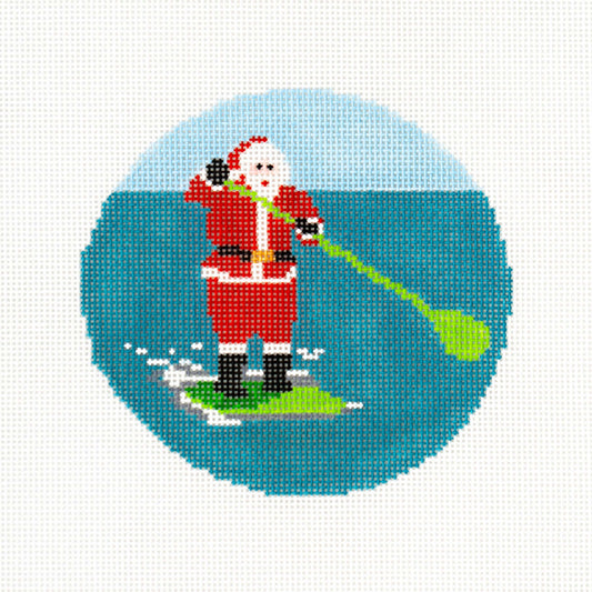 SALE "SECOND" Sporty Santa Ornament - Paddleboarding Santa