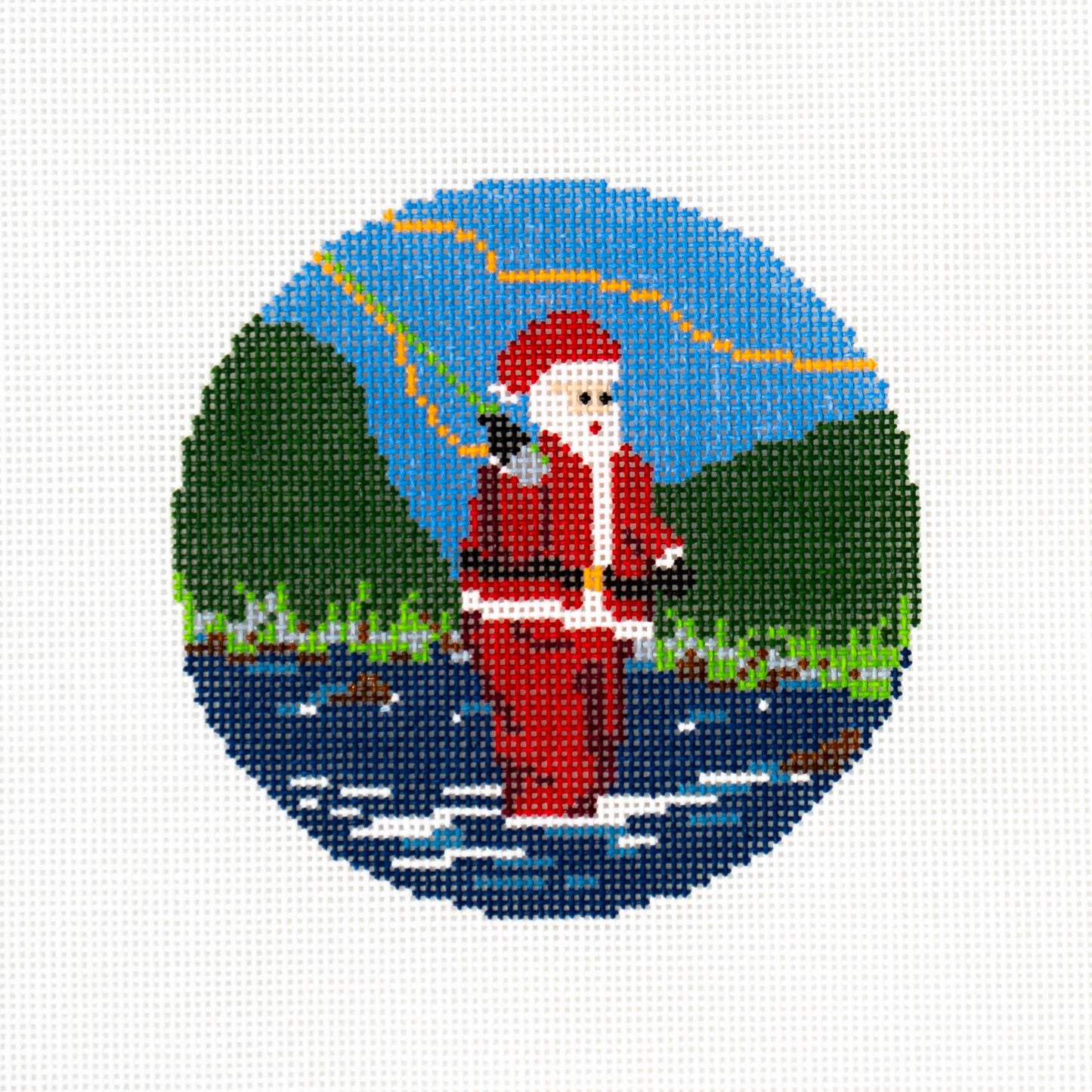 Sporty Santa Ornament - Fly Fishing Santa