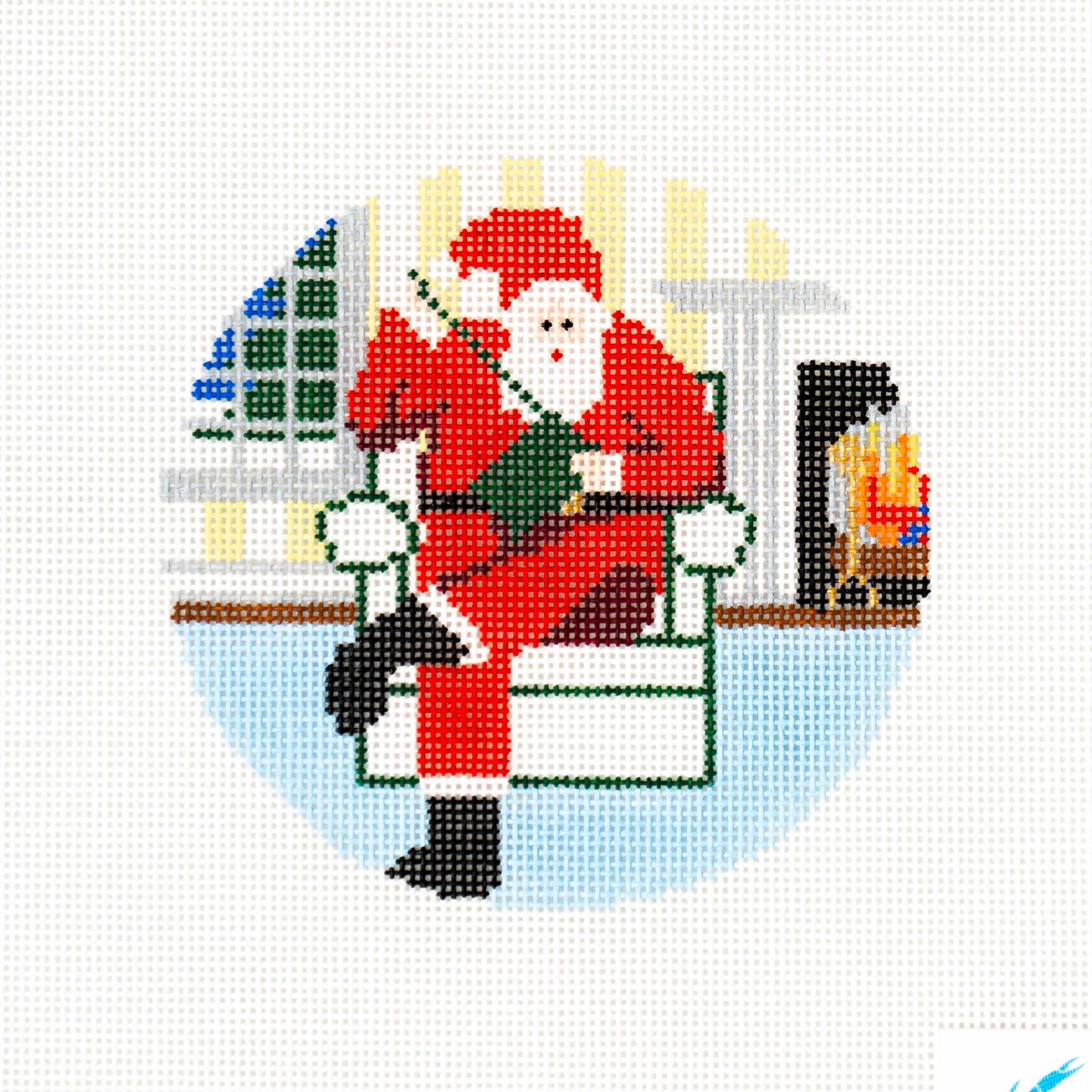 Sporty Santa Ornament - Needlepointing Santa