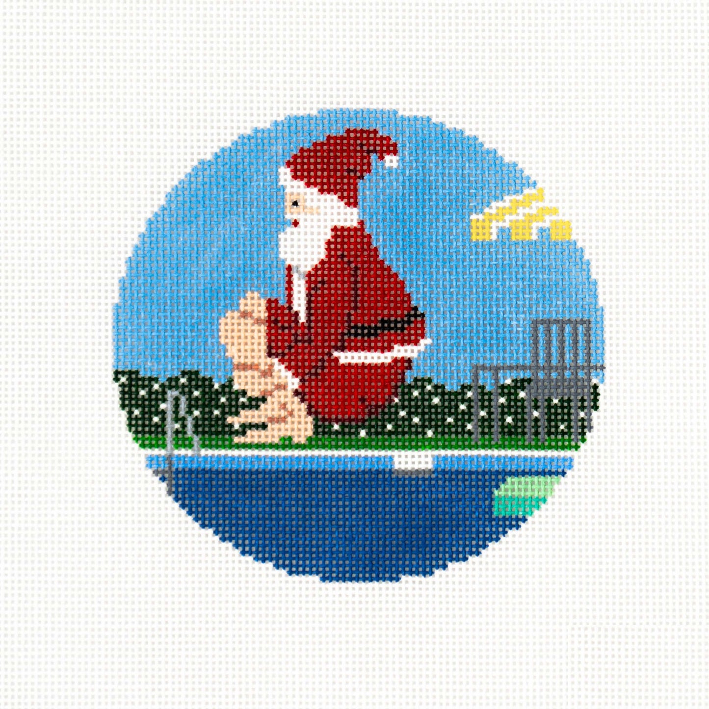 Sporty Santa Ornament - Cannonball Santa!