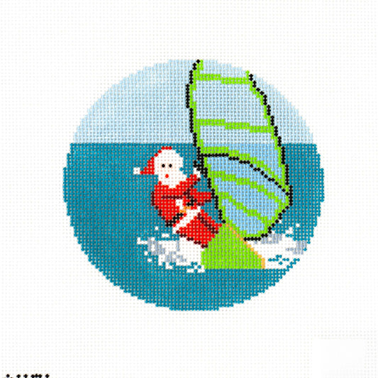 Sporty Santa Ornament - Windsurfing Santa