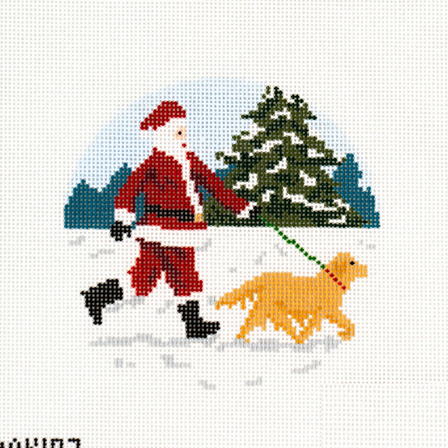 Sporty Santa Ornament - Dog Walker - Yellow Lab