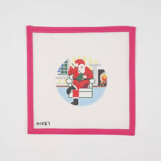 Sporty Santa Ornament - Needlepointing Santa