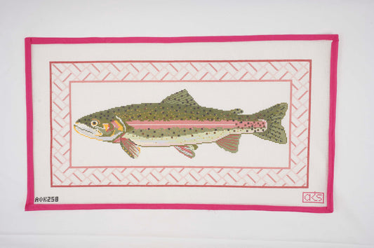 Trout Bolster Pillow with Brick Border