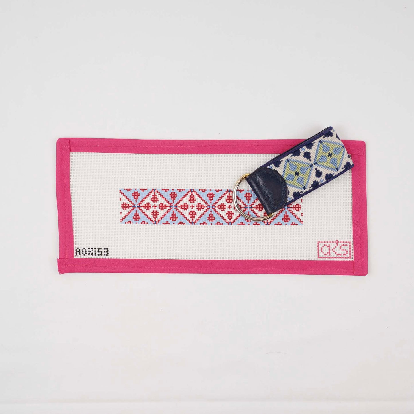 Red, White, and Light Blue Key Fob