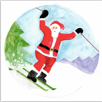 Skiing Santa Gift Tags