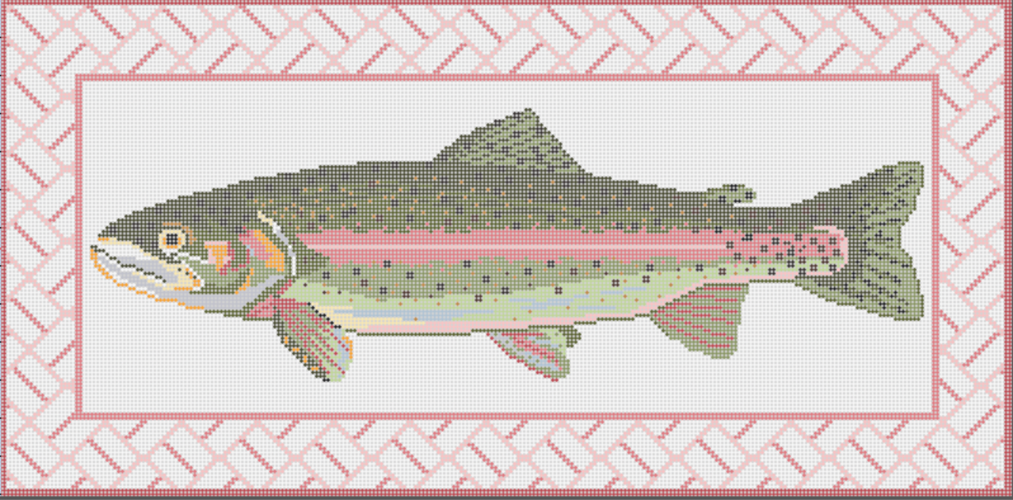 Trout Bolster Pillow with Brick Border