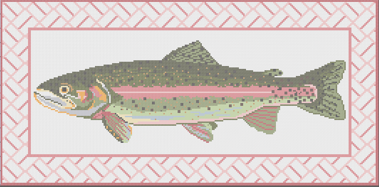 Trout Bolster Pillow with Brick Border