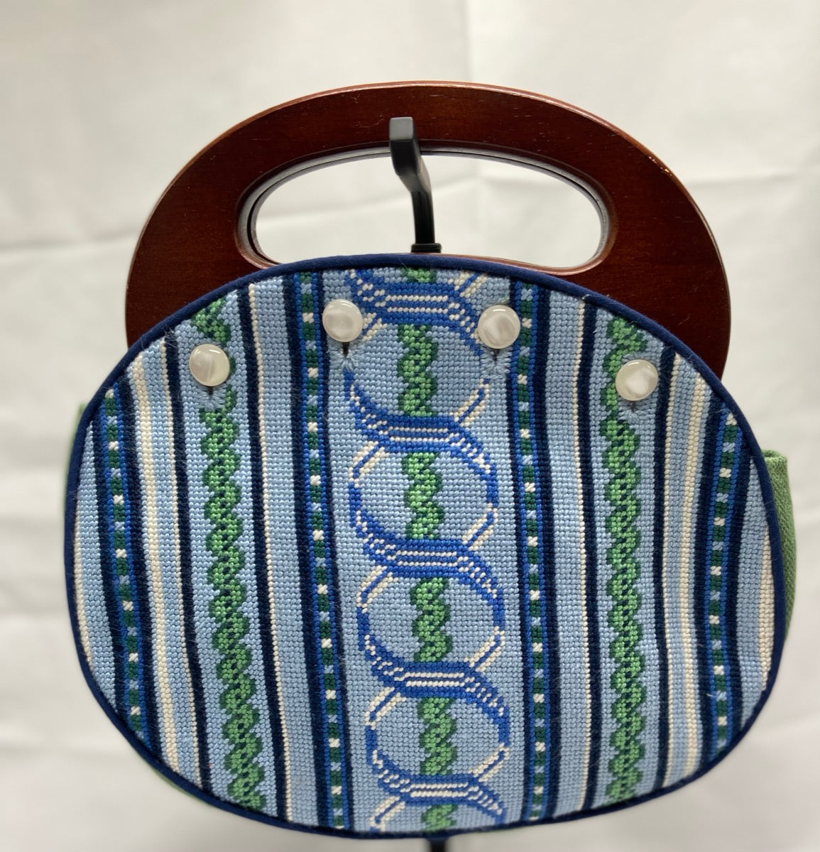 Bermuda Bag Cover with geometric pattern on light blue background